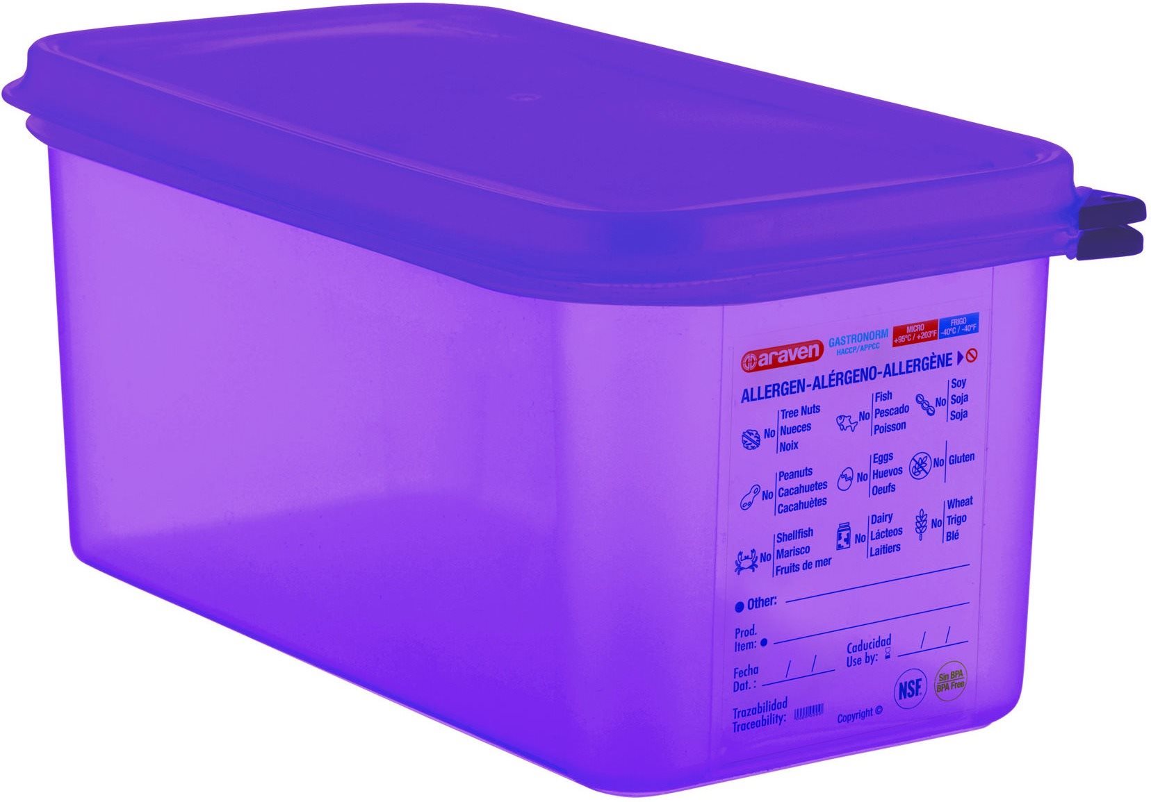 ARAVEN PP GN 1/3 6 l, fialová, vzduchotěsná, antialergenní
