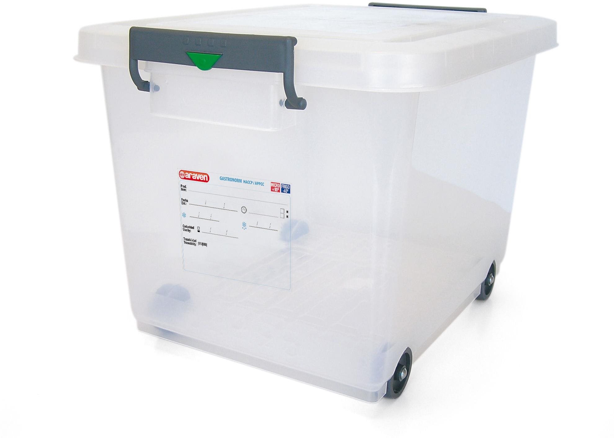 ARAVEN rolovací box s kolečky 60 L, transparent