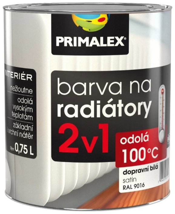 Primalex Radiátor 2v1 Satin 9016 bílá 0,75 l