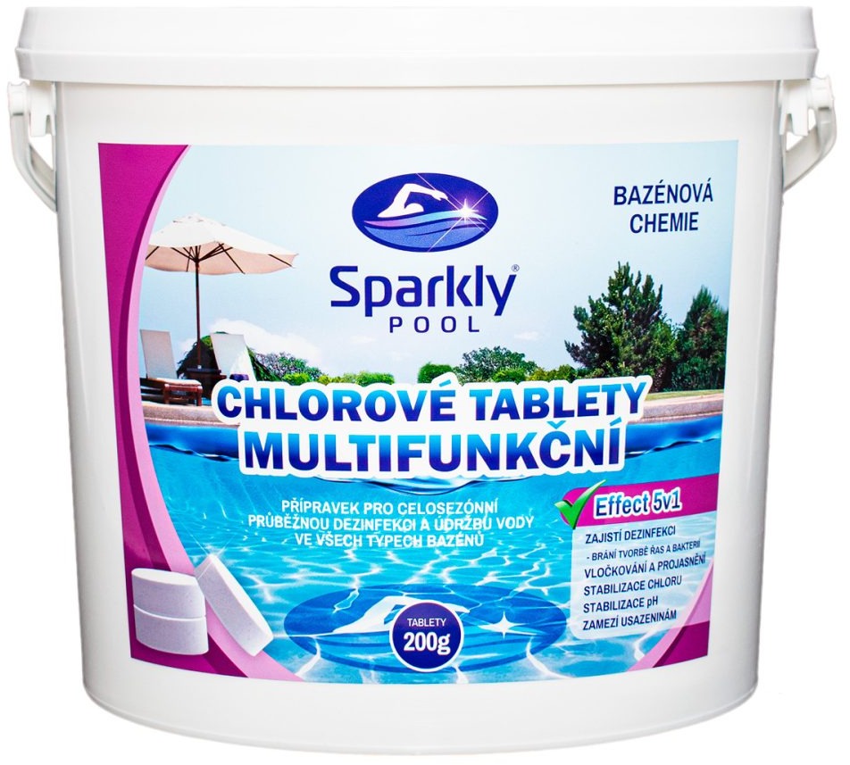 Sparkly POOL Tablety do bazénu chlorové 5v1 multifunkční 200g 5 kg