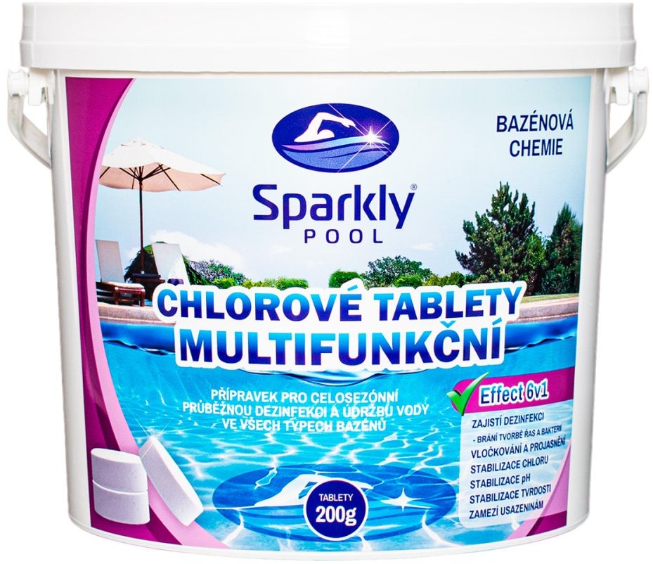 Sparkly POOL Tablety do bazénu chlorové 6v1 multifunkční 200g 3 kg