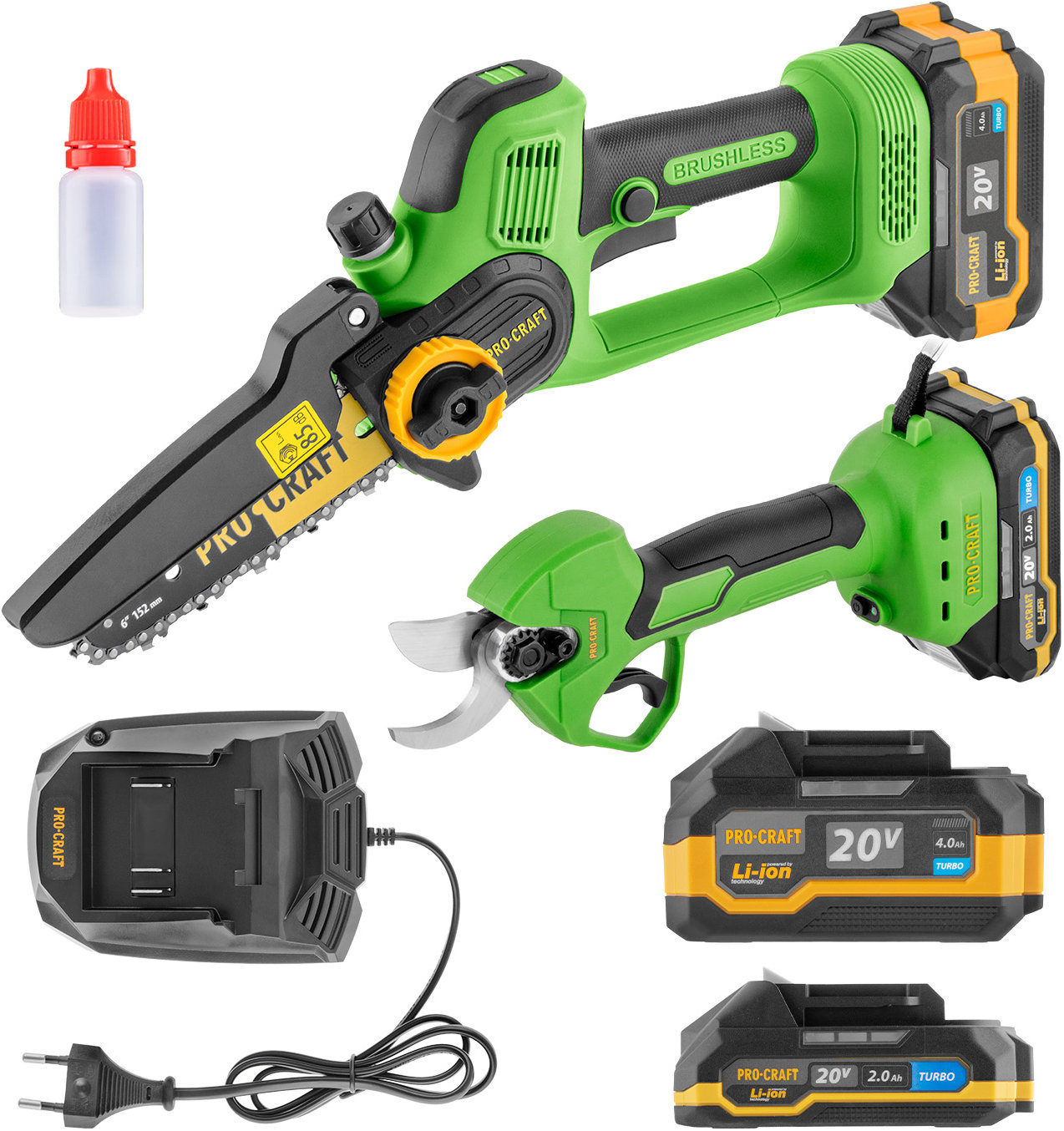 PROCRAFT Sada aku ruční pilka PKA35Li a nůžky na větve ES25Li Pa168set (1 × 4 Ah + 1 × 2 Ah)