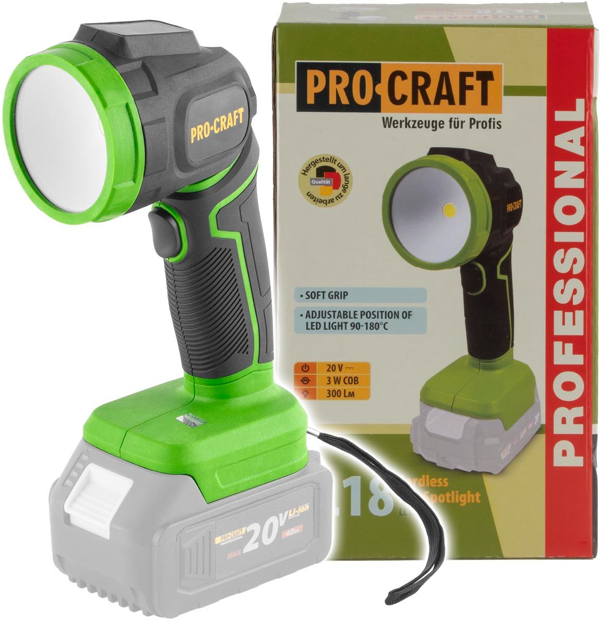 Procraft LED reflektor aku LL18bb (bez akumulátoru a nabíječky)