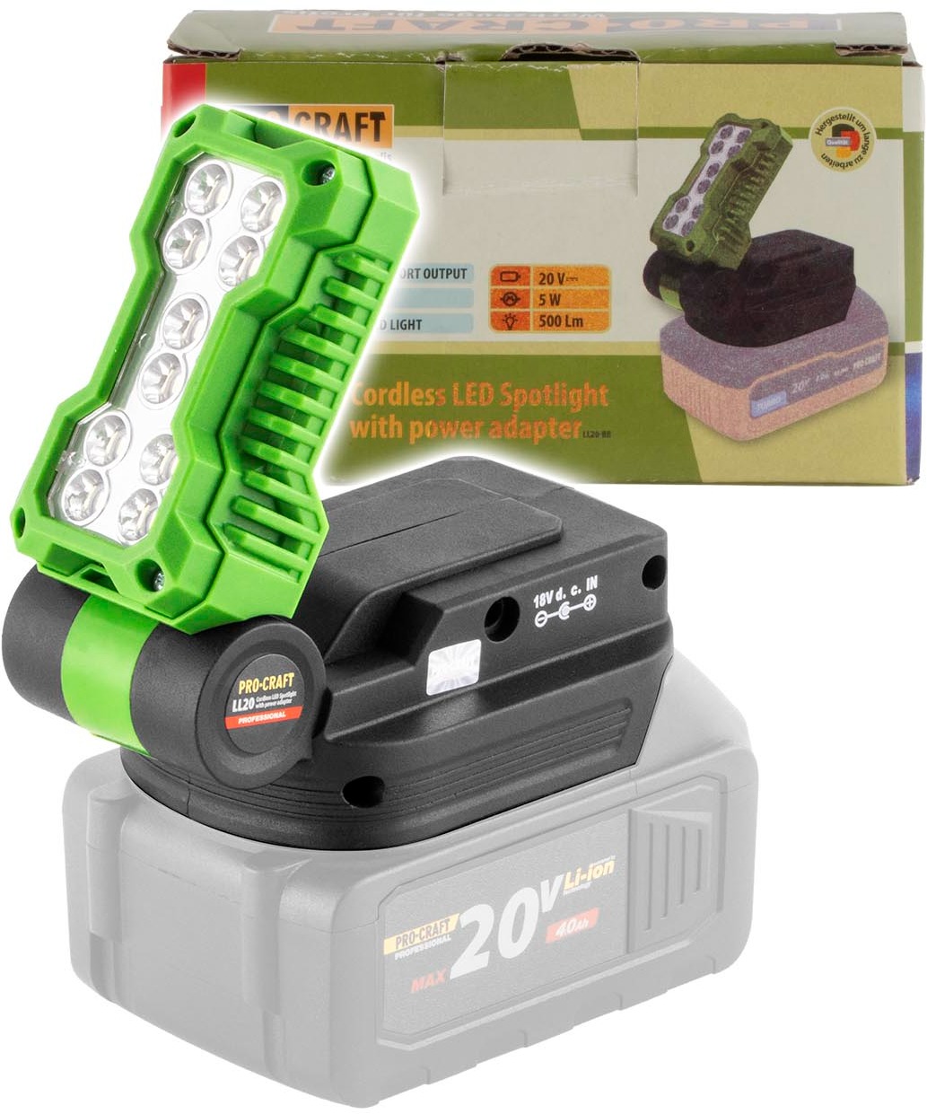 Procraft LED reflektor aku LL20bb (bez akumulátoru a nabíječky)
