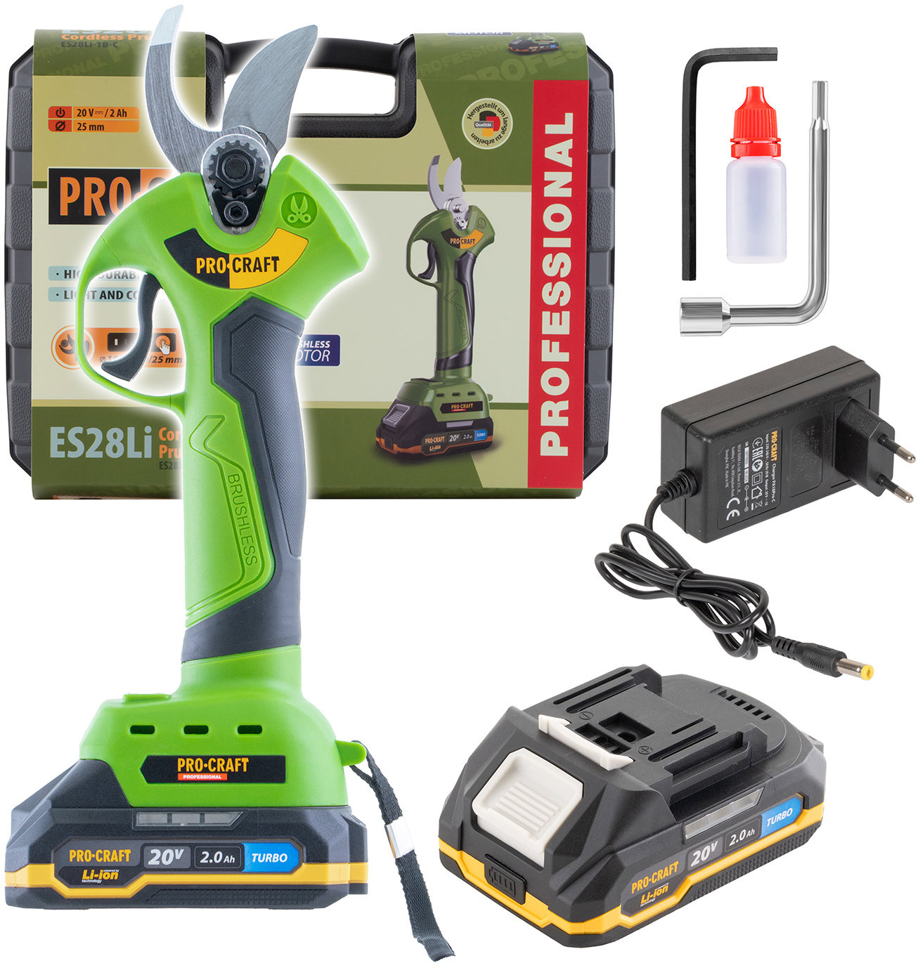 PROCRAFT Aku nůžky na větve ES28Li (1 × 2Ah)