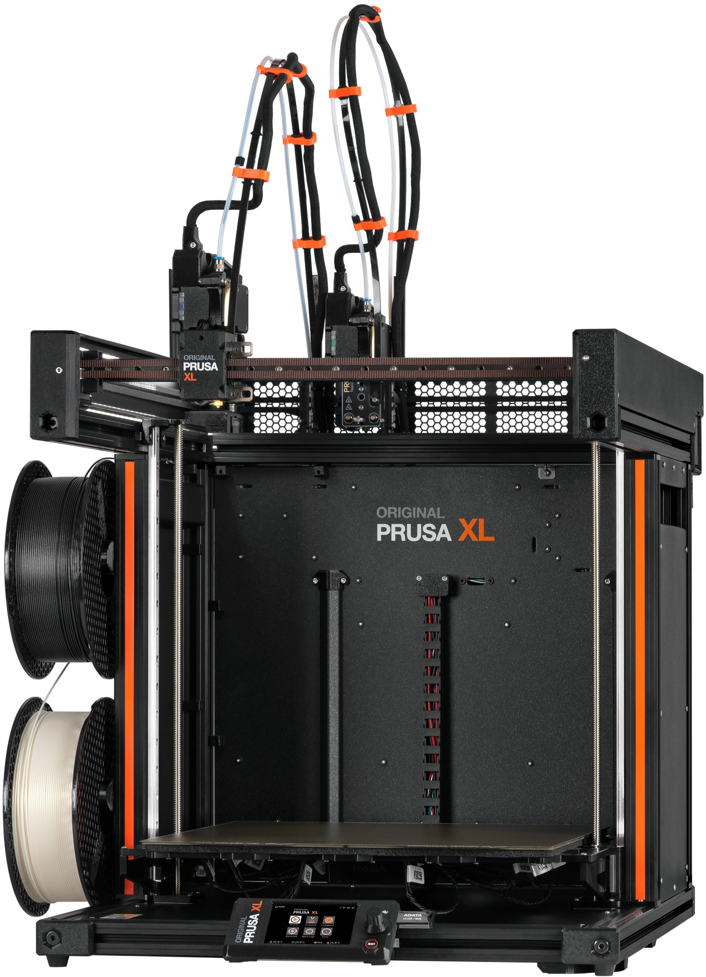 Sestavená 3D tiskárna Original Prusa XL s dvěma nástrojovými hlavami