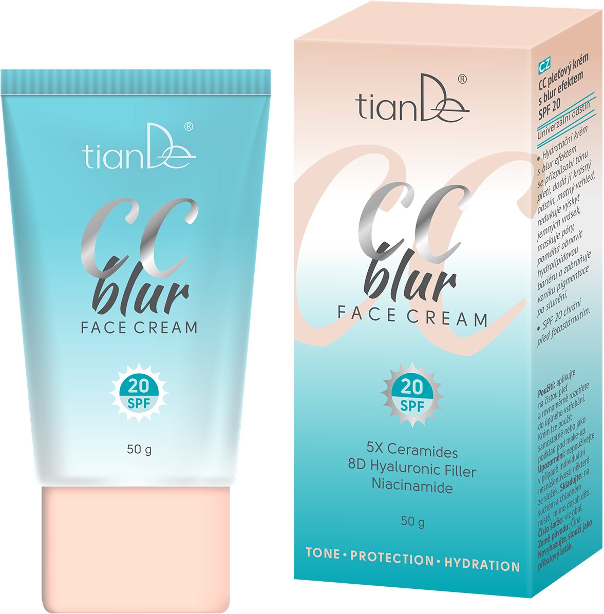 TIANDE CC pleťový krém s blur efektem SPF 20, 50 g
