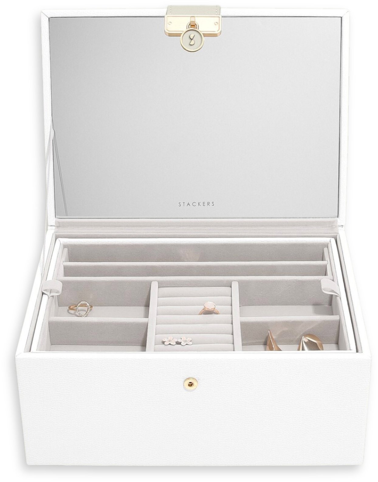 STACKERS Šperkovnice se zrcadlem Luxury Classic White, bílá