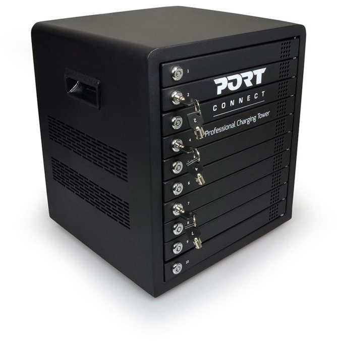 PORT CONNECT CHARGING CABINET 10 UNITS individual door lock, černý
