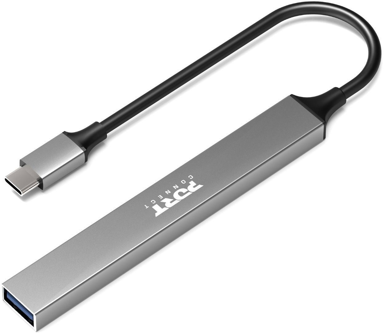 PORT CONNECT USB-C HUB, 4× USB + 1× USB-C 100W PD, stříbrná
