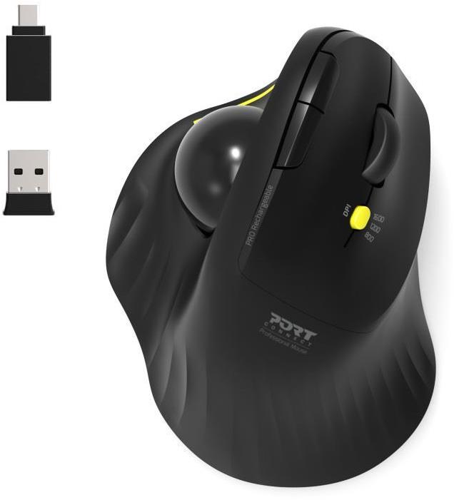 Ergonomická myš Port Connect Trackball v černé barvě