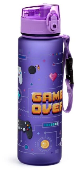 Puckator Nerozbitná plastová láhev s víčkem 600 ml, Game Over