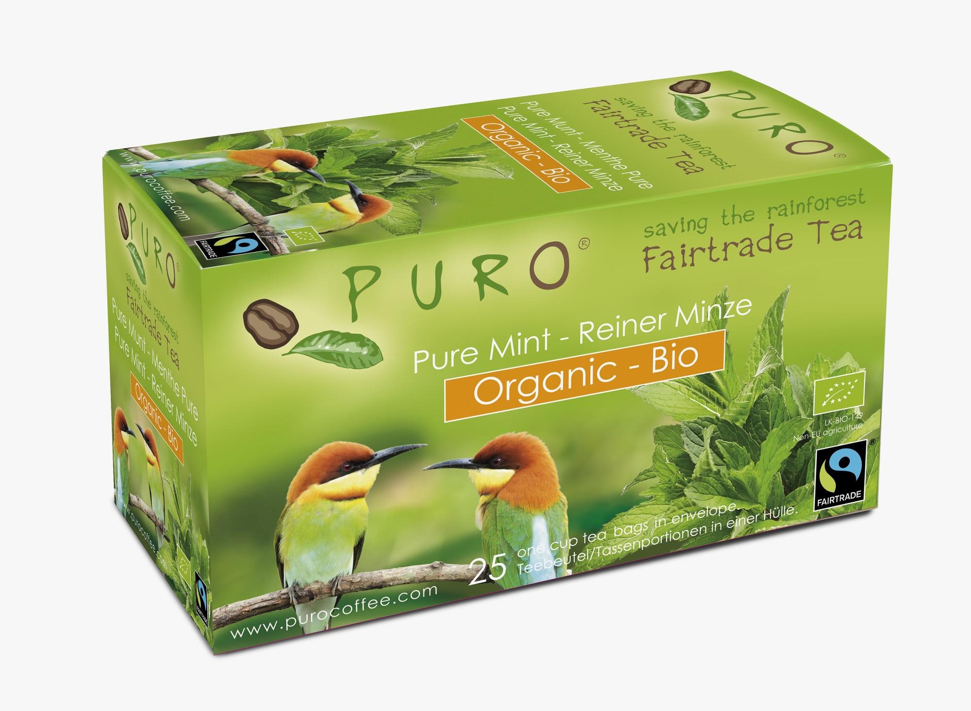 Puro Fairtrade BIO čaj porcovaný organický mátový, 25x1,5g