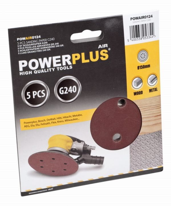 POWERPLUS Brusný kotouč 150 G240 5ks POWAIR0124