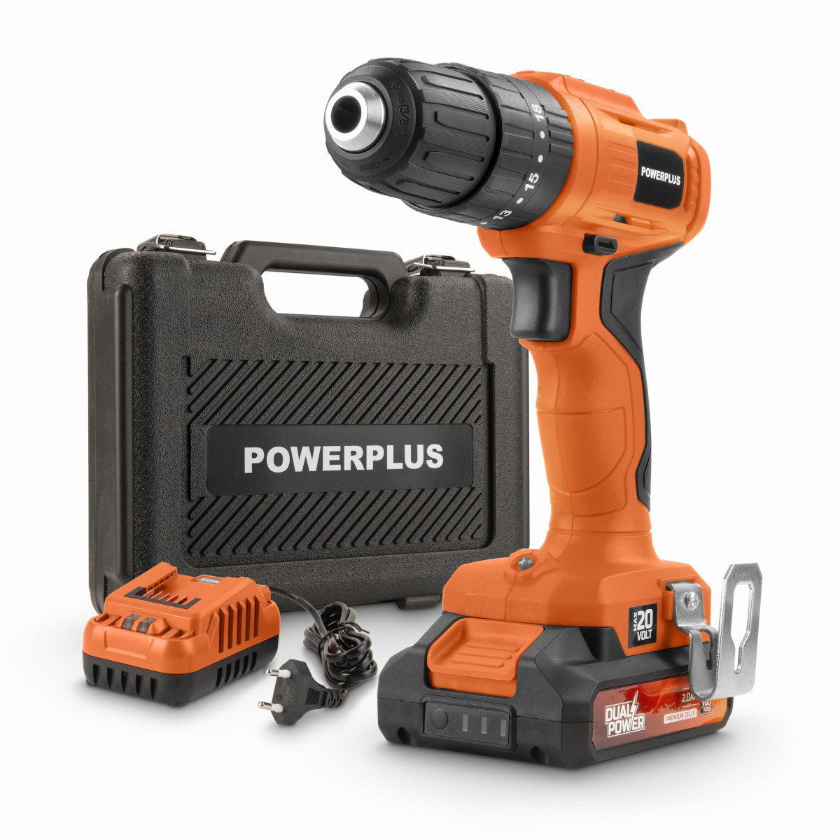 POWERPLUS Šroubovák/vrtačka AKU s příklepem 20V SET POWDPO1110 (1x2 Ah)