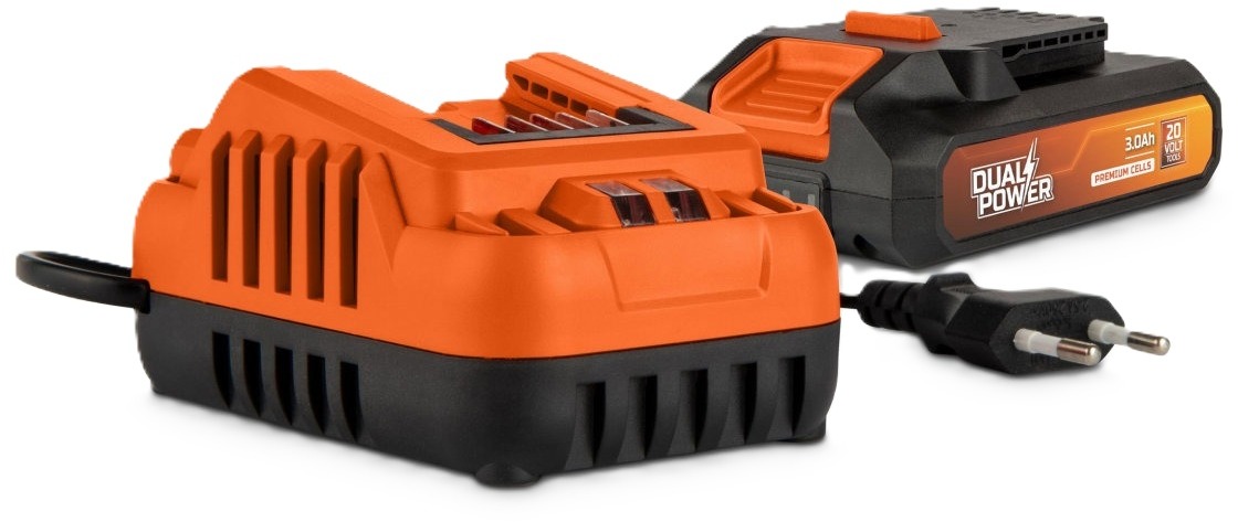 POWERPLUS Nabíječka 20V/40V 2,0Ah + Baterie 20V Li-Ion 3,0Ah POWDP90630