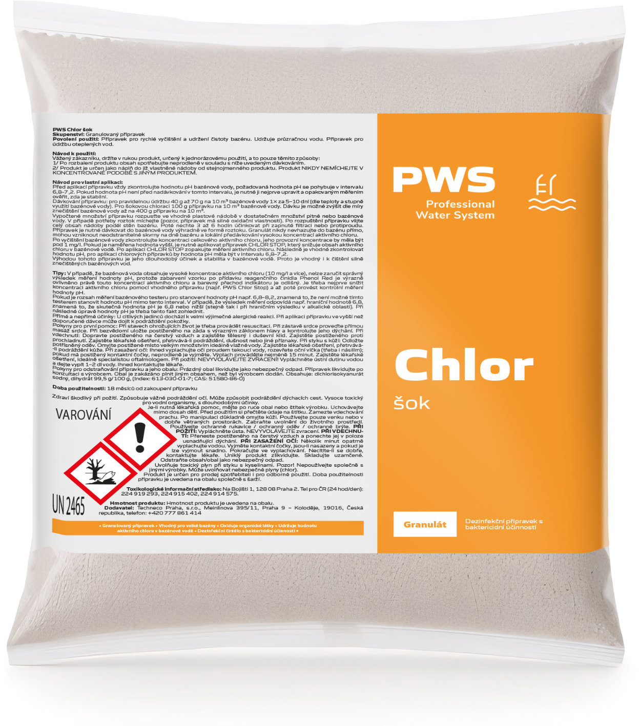 PWS Chlor šok - organický granulát 1 kg, DOPLNĚNÍ