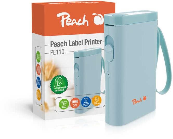 PEACH PE110 nabíjecí tiskárna v modré barvě