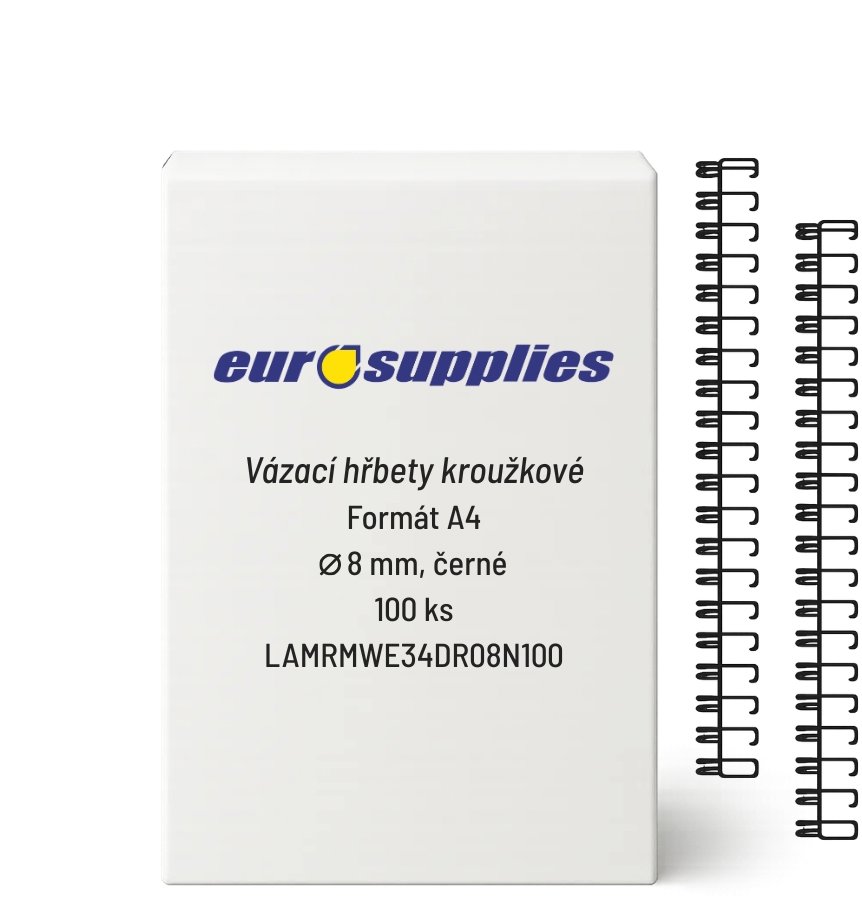 Kvalitní kovový hřbet EUROSUPPLIES A4 velikost 8 mm černý.