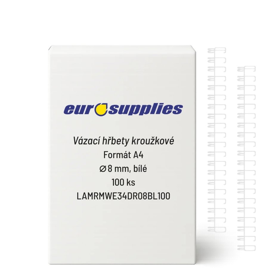 EUROSUPPLIES kovový A4 (3/1") 8 mm bílý - vázací hřbet