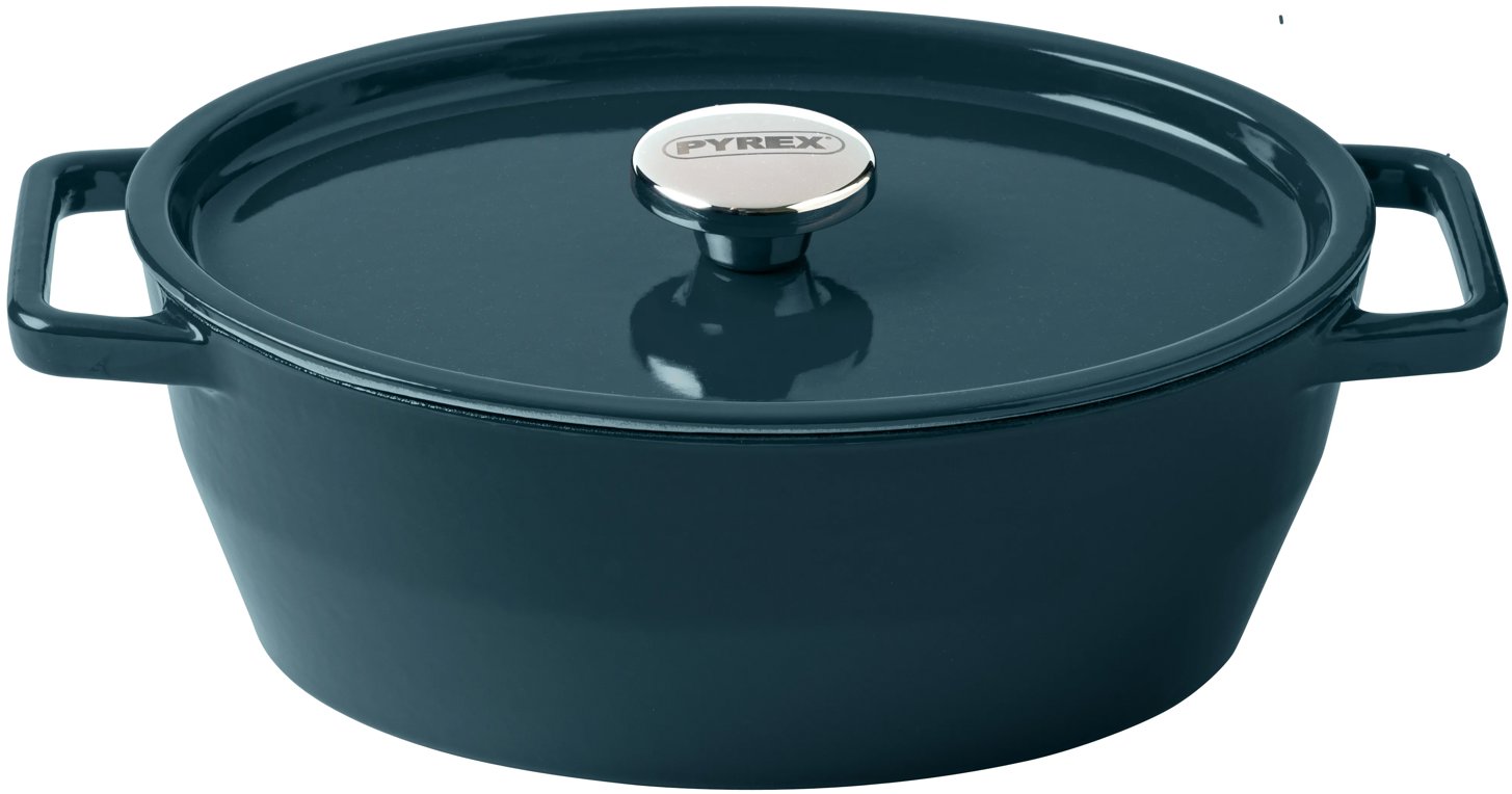 Pyrex Kastrol litinový s pokličkou 29 cm 5 l tmavě zelený
