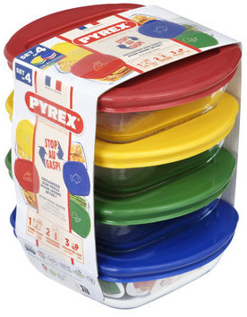 Pyrex 913S572/7646 Sada dóz 4 ks čtverec