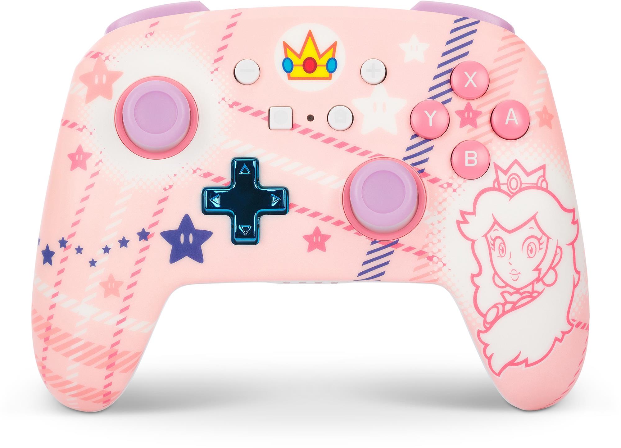 PowerA Enhanced Wireless Controller - Super Mario Princess Peach Plaid - Nintendo Switch