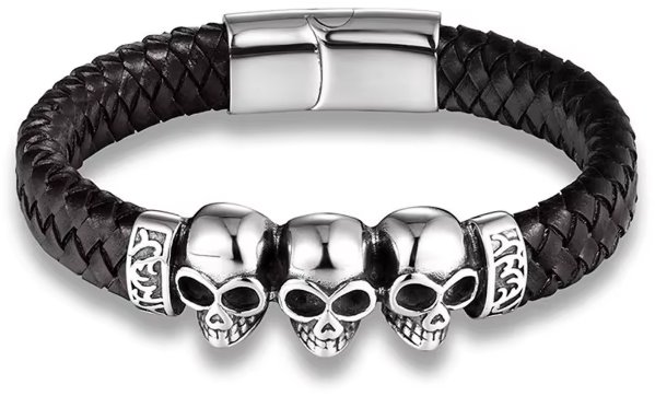 Predator Q1 Blackstone – pánské náramky, černá, lebka
