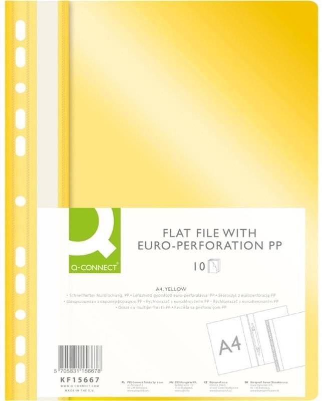 Q-CONNECT A4 s euroděrováním, žlutý, balení 10 ks