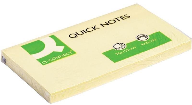 Q-CONNECT Poznámkový blok 76 x 127 mm, 4 x 3 x 100 lístků, žluté