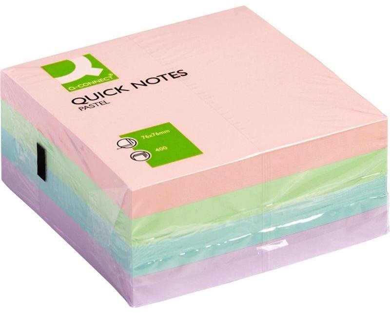 Q-CONNECT 76 x 76 mm, 400 lístků, pastelový