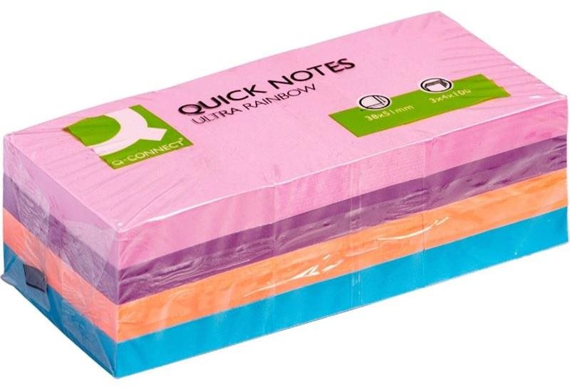 Q-CONNECT 38 x 51 mm, 3 x 4 x 100 lístků, neonový