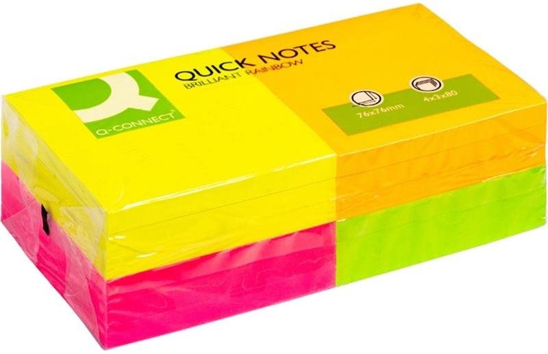 Q-CONNECT 76 x 76 mm, 4 x 3 x 80 lístků, neonový