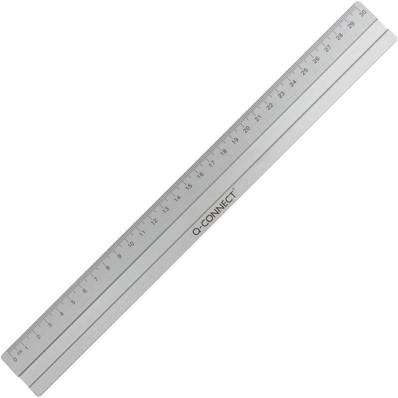 Q-CONNECT hliníkové pravítko 30 cm - praktické a funkční pravítko pro kancelářské, školské a domácí použití.