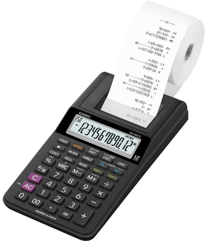 Kalkulačka CASIO HR 8 RCE BK s možností tisku