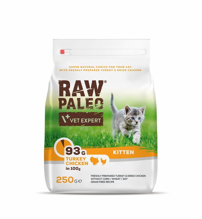 RAW PALEO Kitten - granule s krůtím a kuřecím masem pro koťata 250 g