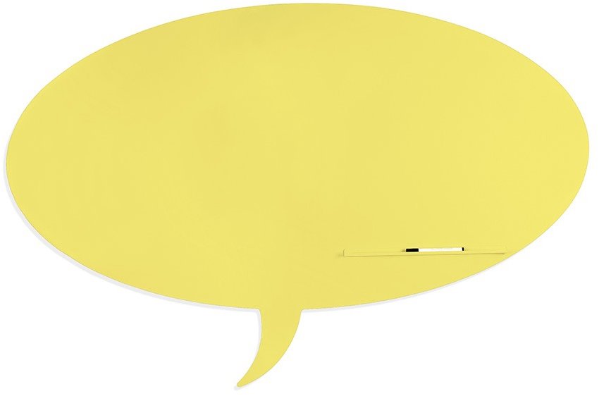 Bezrámová tabule ROCADA Skin Shape Talk 6441-1016 v sírové žluté barvě