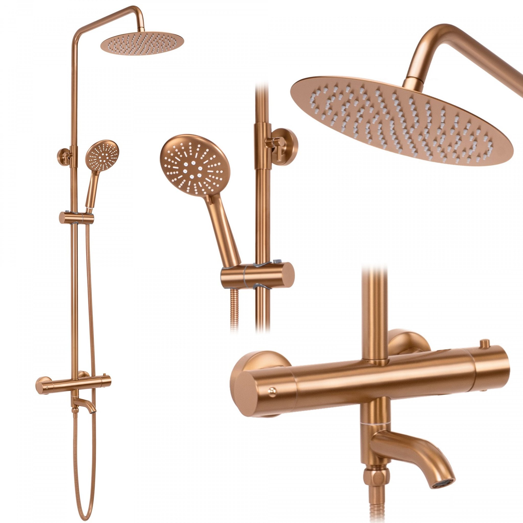 REA LUNGO sprchový set s termostatem, Brush Copper (REA-P8807)