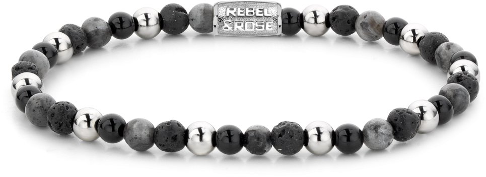 Rebel & Rose Dámský náramek Shiny Night 4 mm RR-40041-S-XS