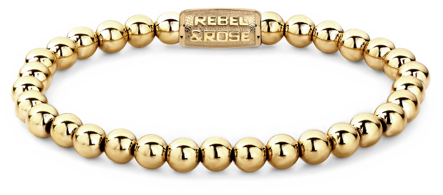 Rebel & Rose Unisex náramek Yellow Gold Only 6 mm RR-60046-G-S