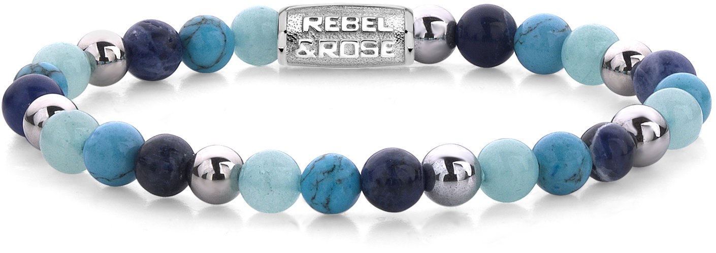 Rebel & Rose Dámský náramek Blue Summer Vibes 6 mm RR-60056-G-XS