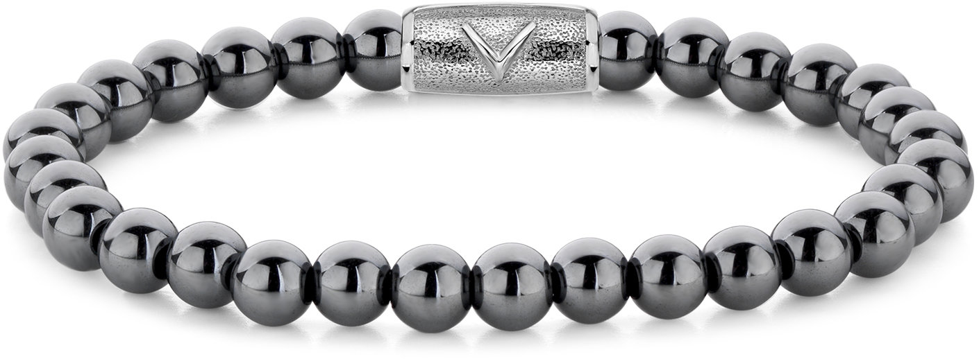 Rebel & Rose Unisex náramek Grey Silver Shine 6 mm RR-6DV02-S-M
