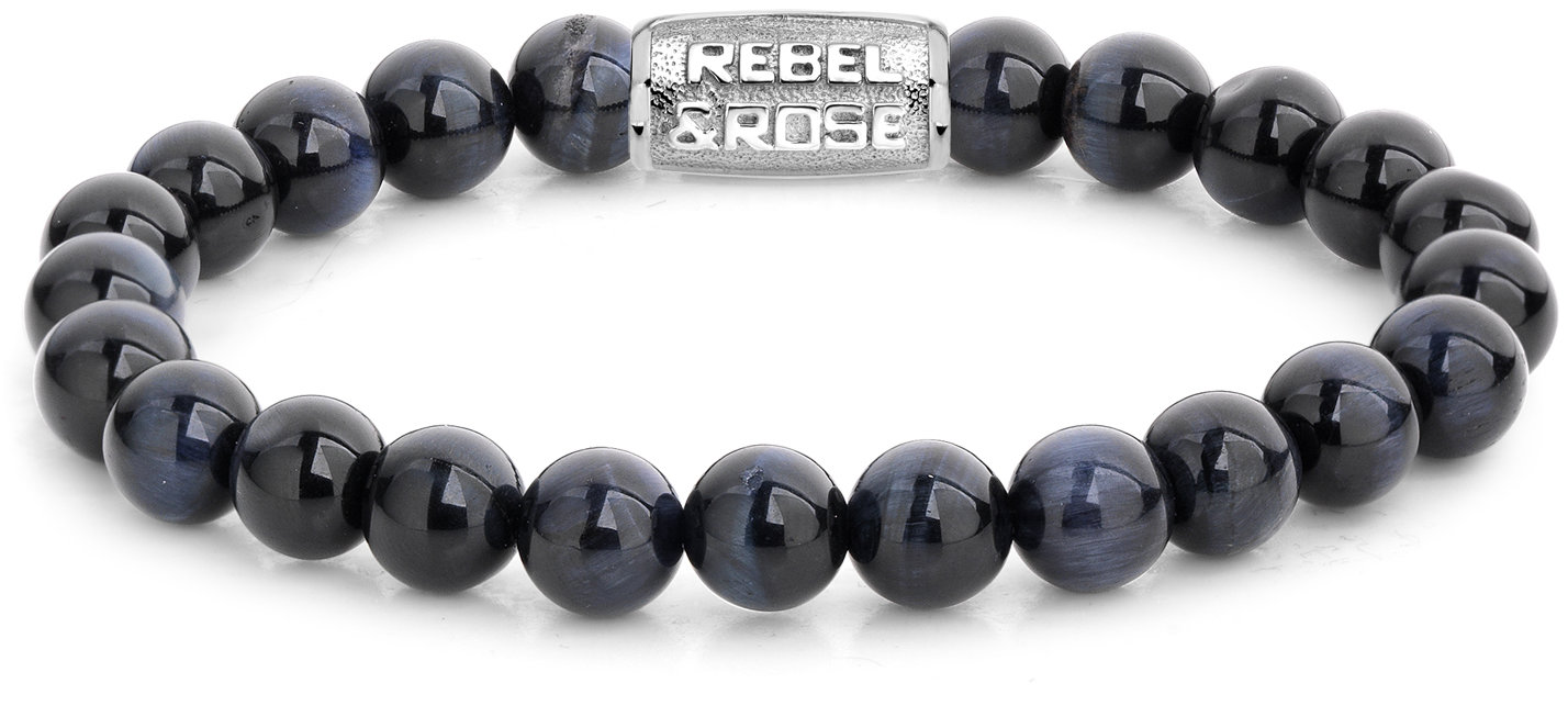 Rebel & Rose Pánský náramek Tiger Blues 8 mm RR-80039-S-M