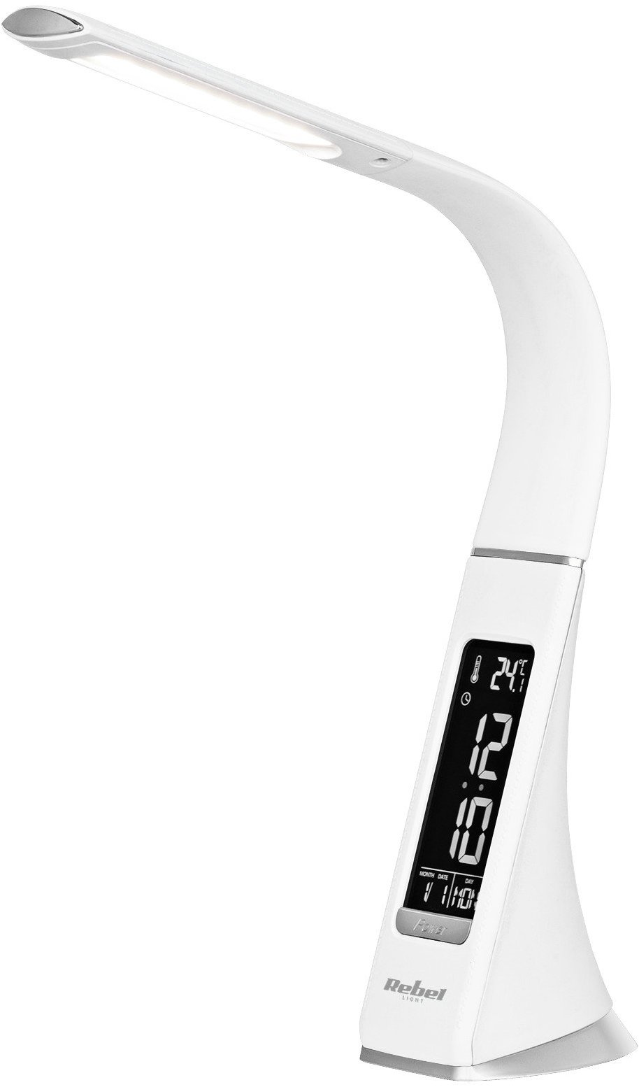 Rebel KOM1009-1 Stolní LED lampa s meteo stanicí bílá