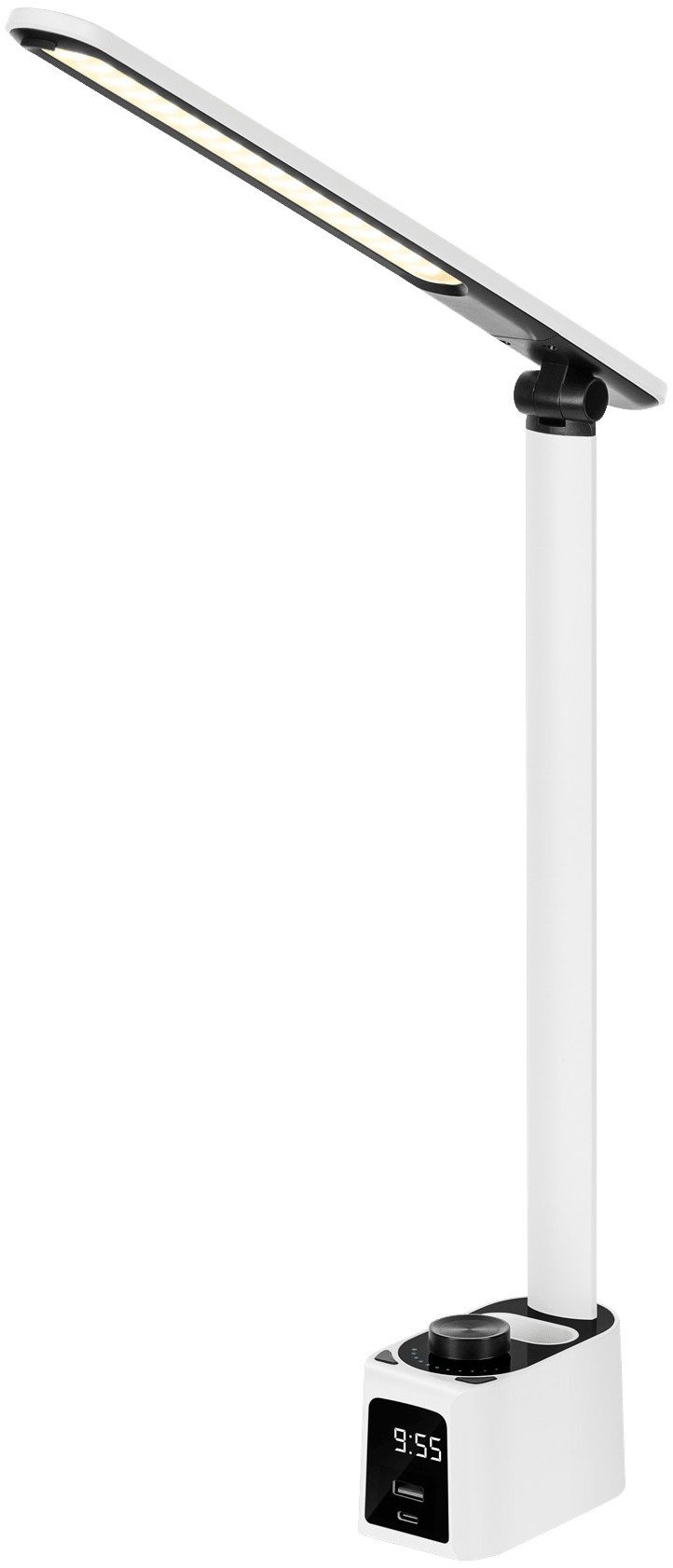Rebel KOM1019 Stolní lampa s hodinami, 72 LED, bílá