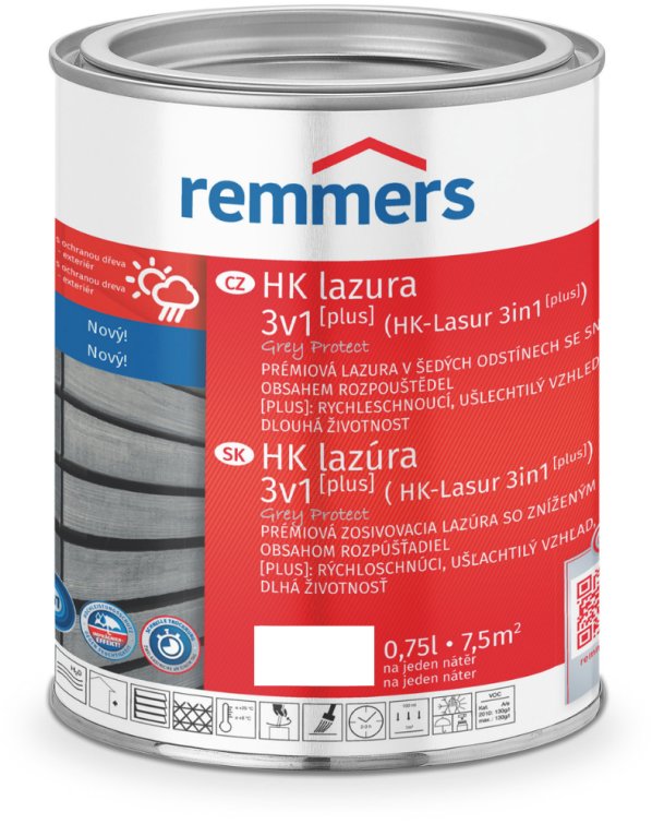 Remmers HK lazura 3v1 Grey Protect plus 100 ml, Silbergrau / stříbřitě šedá