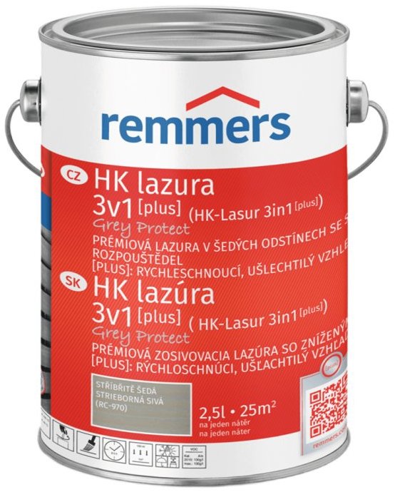 Remmers HK Lazura 3v1 Grey Protect [plus] 2,5 l Silbergrau / Stříbřitě šedá