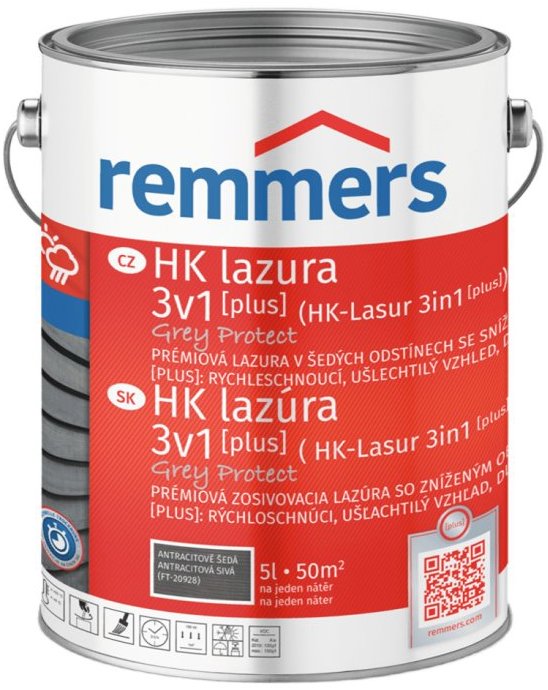 Remmers HK Lazura 3v1 Grey Protect [plus] 5 l Anthrazitgrau / Antracitová šedá