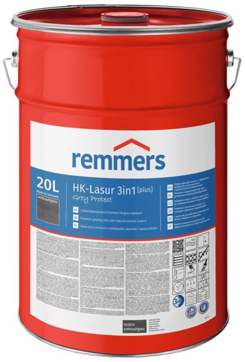 Remmers HK Lazura 3 v 1 Grey protect [plus] 20 l, anthrazitgrau / antracitová šedá