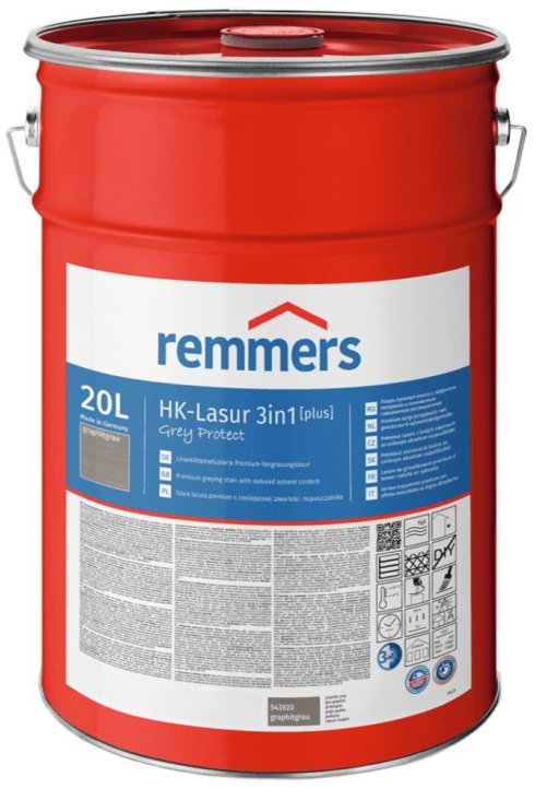 Remmers HK Lazura 3 v 1 Grey protect [plus] 20 l, graphitgrau / grafitová šedá